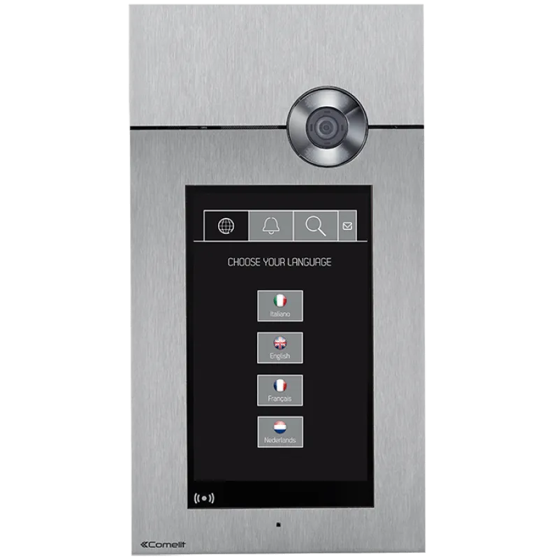 Pulsantiera esterna Comelit 3One6 Touch in acciaio con videocamera e touchscreen HD da 8 pollici per videocitofonia IP