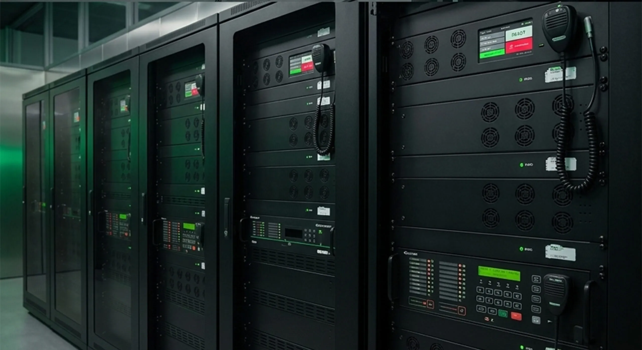 Rack con sistemi EVAC modulari conformi EN 54 per la gestione avanzata dell'evacuazione vocale in edifici complessi