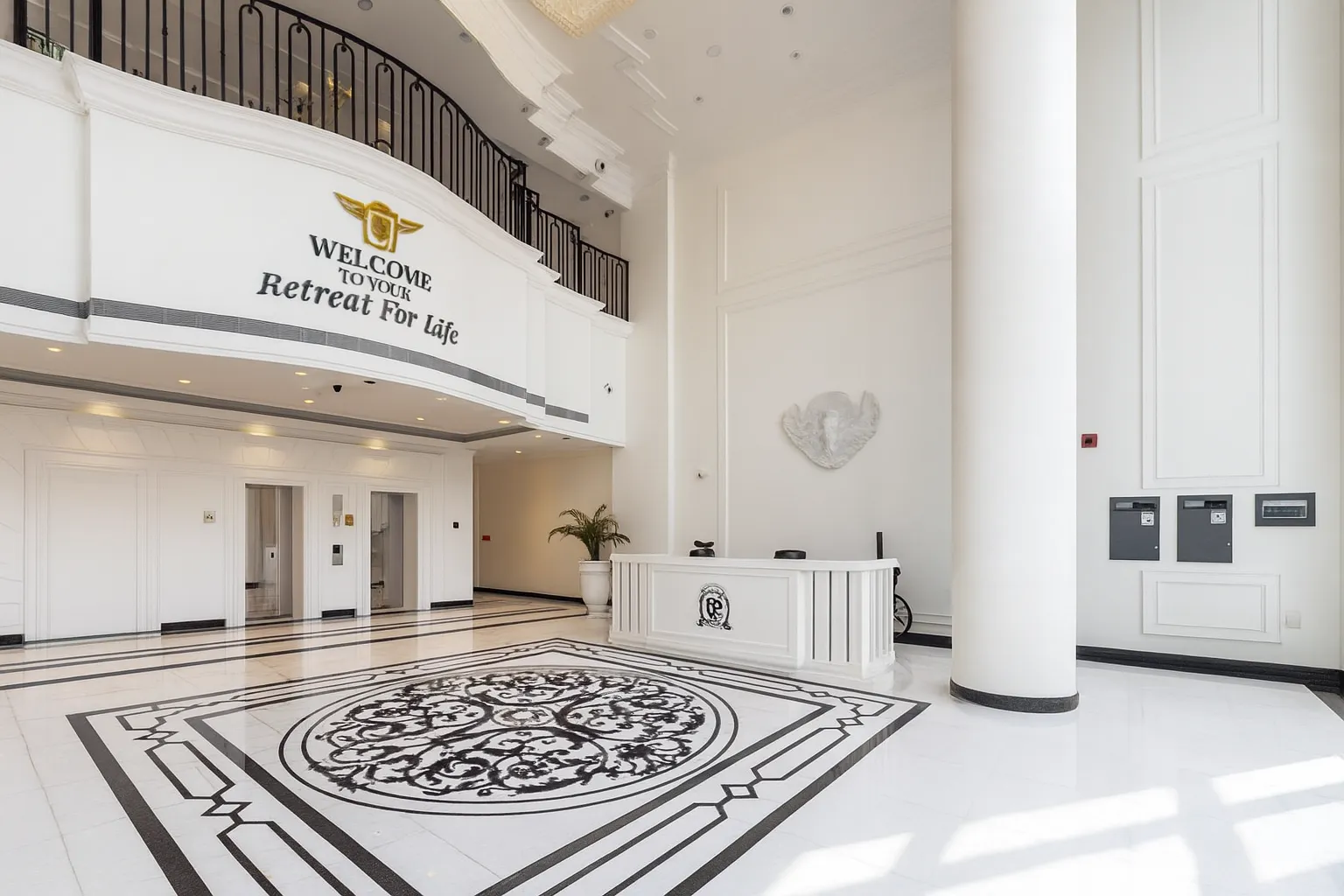 Ingresso di Vincitore Benessere Dubai con centrali antincendio LogiFire Comelit integrate nel design lussuoso.