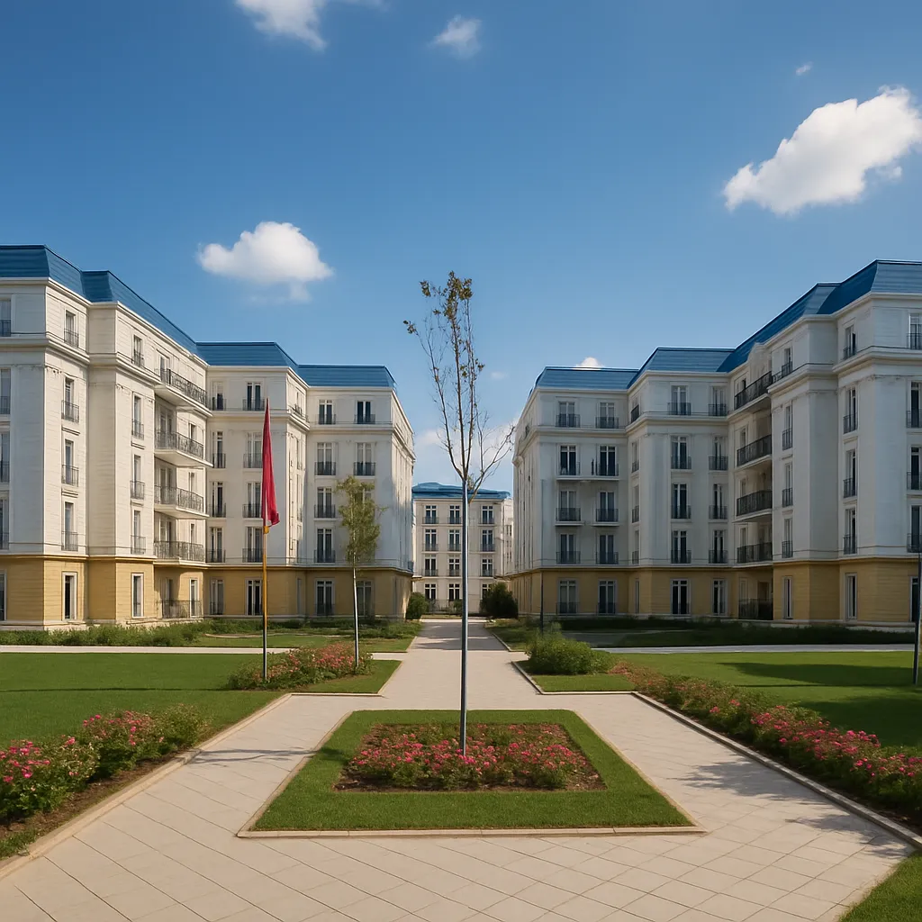 Edificio residenziale del Latin District in stile mediterraneo, fornito di citofoni e pulsantiere Comelit.