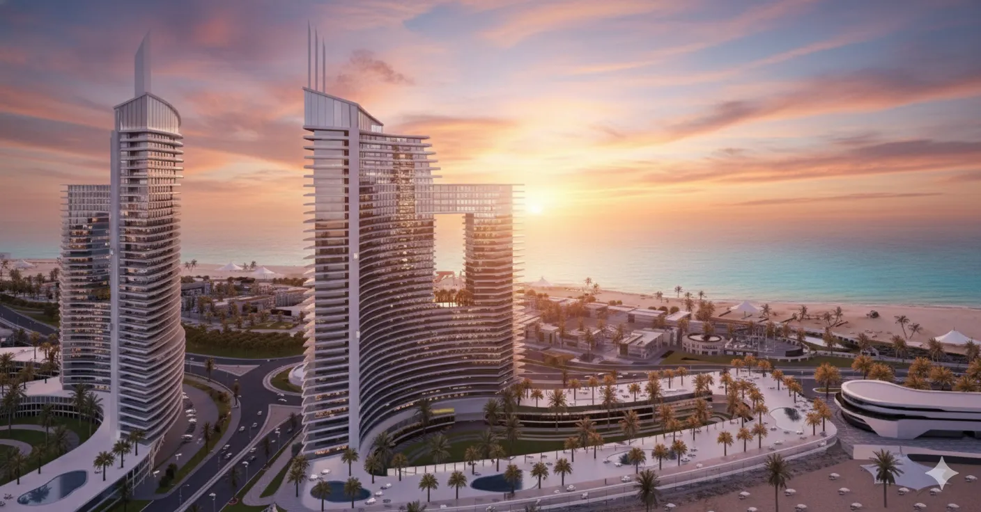 Immagine delle The Gate Towers al tramonto, simbolo di prestigio e sicurezza con videocitofonia Comelit.