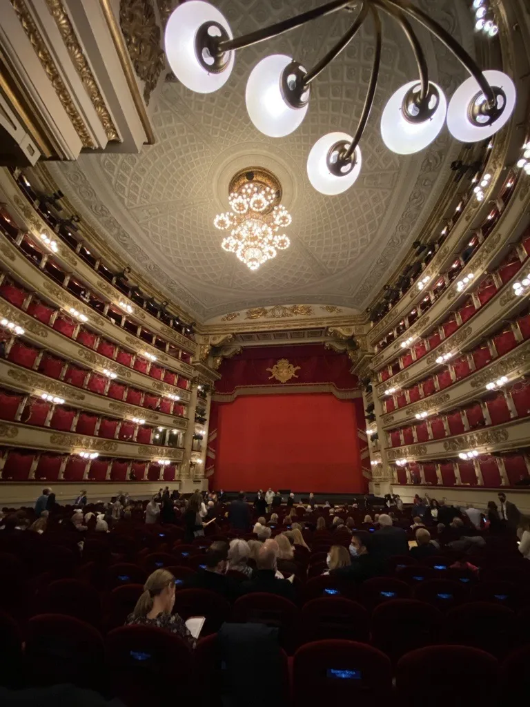 Interno del Teatro alla Scala di Milano con sistema di videosorveglianza Comelit e telecamere Advance dotate di videoanalisi deep learning per sicurezza e analisi flussi.