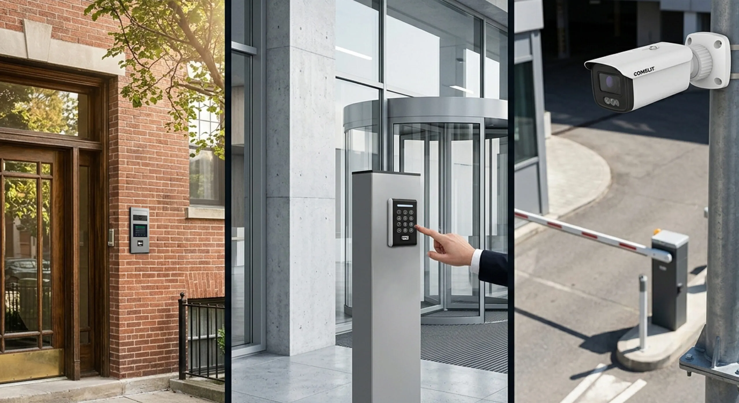 Ecosistema di sicurezza integrato: videocitofonia IP, controllo accessi con tornello e telecamera TVCC Comelit