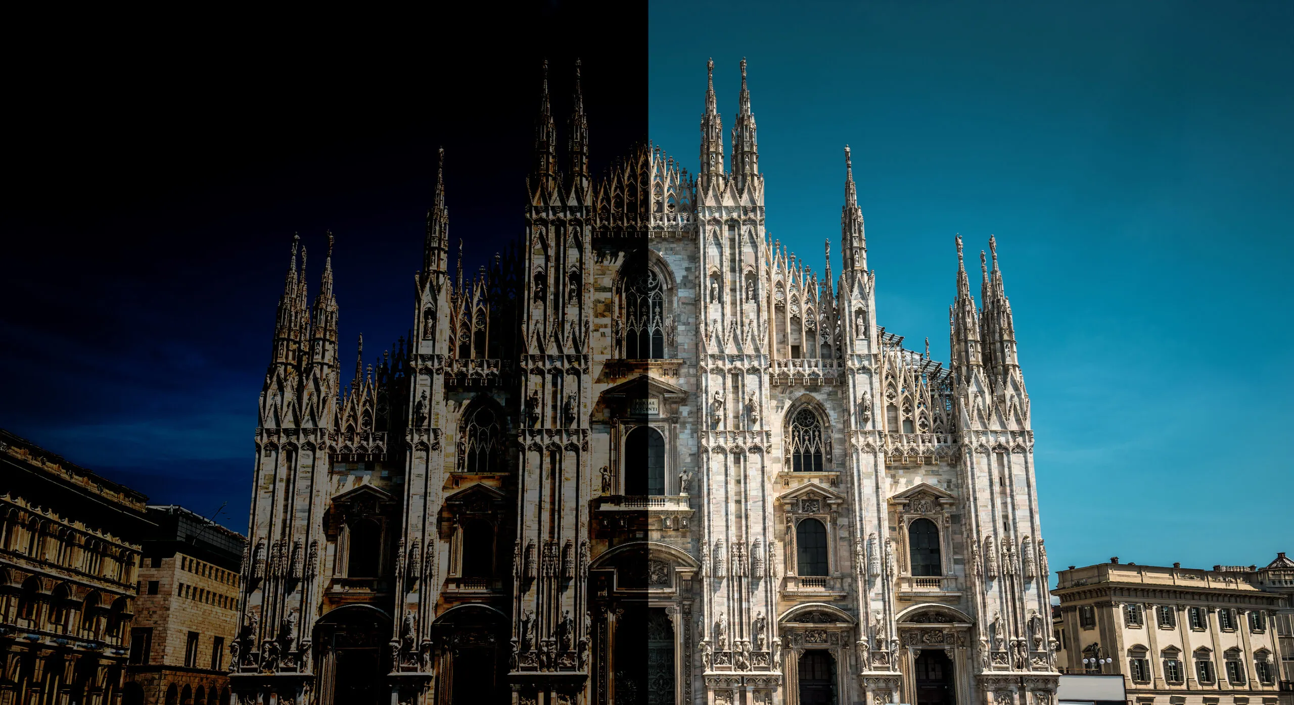 Confronto prima e dopo dell'elaborazione Advance AI-ISP Comelit su una scena in condizioni di luce complesse